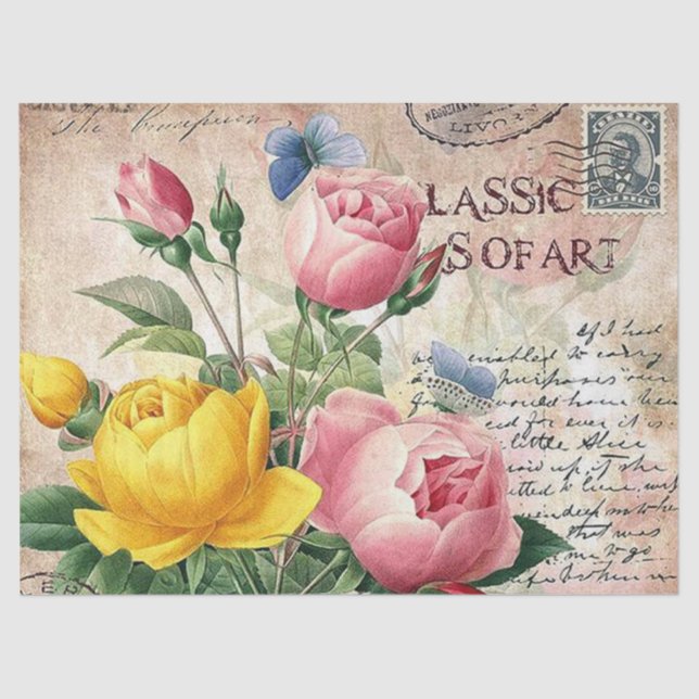 Vntage floral any purpose party tissue paper (Front)