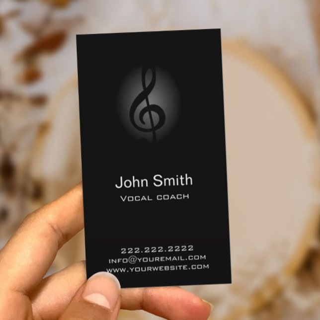 Vocal Coach Classy Dark Clef Music Business Card (Creator Uploaded)