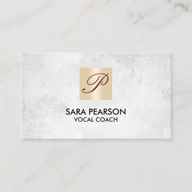 Vocal Coach Singing Lessons Gold Monogram Business Card (Front)
