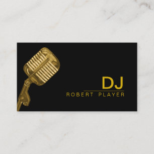 Vocalist Singer DJ Music Teacher Microphone Gold Business Card