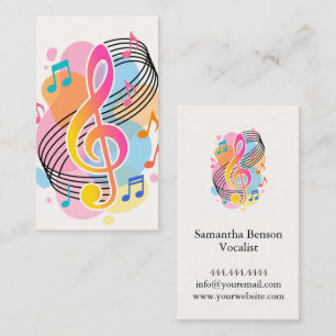Vocalist Singer Musical Clef Logo Business Card