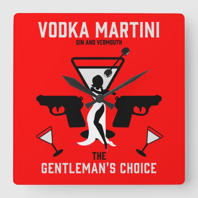 Vodka Martini Drink Gift Square Wall Clock (Front)