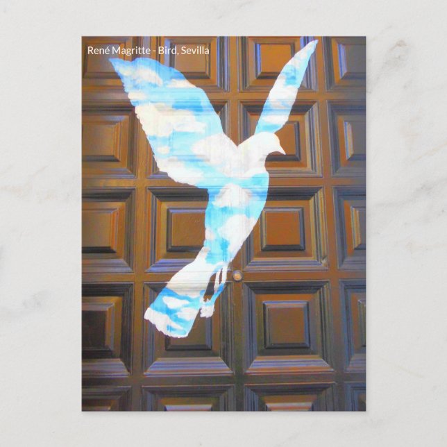 Vogel by René Magritte on the door in Seville Postcard (Front)