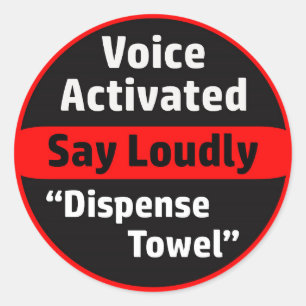 Voice Activated Paper Towel Dispenser Classic Round Sticker