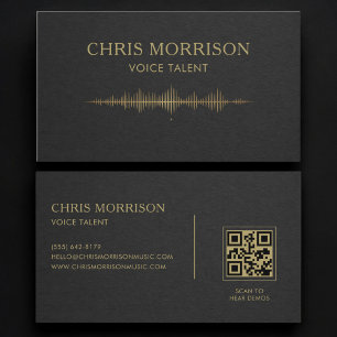 Voice Talent Black Gold QR Code Business Card