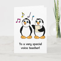 Voice Teacher Thank You Card with Penguins
