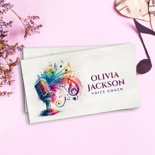 Voice / Vocal coach - Colourful Watercolor Business Card