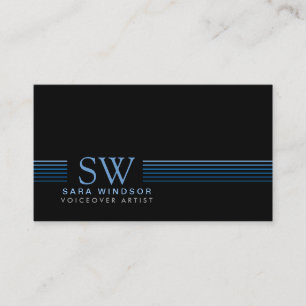 Voiceover Artist Entertainment SkiStriped Monogram Business Card