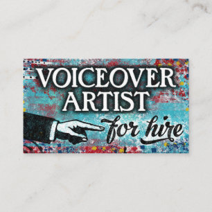Voiceover Artist For Hire Business Cards - Blue