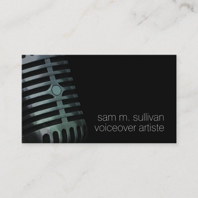 Voiceover Artiste Vintage Microphone Entertainment Business Card (Front)