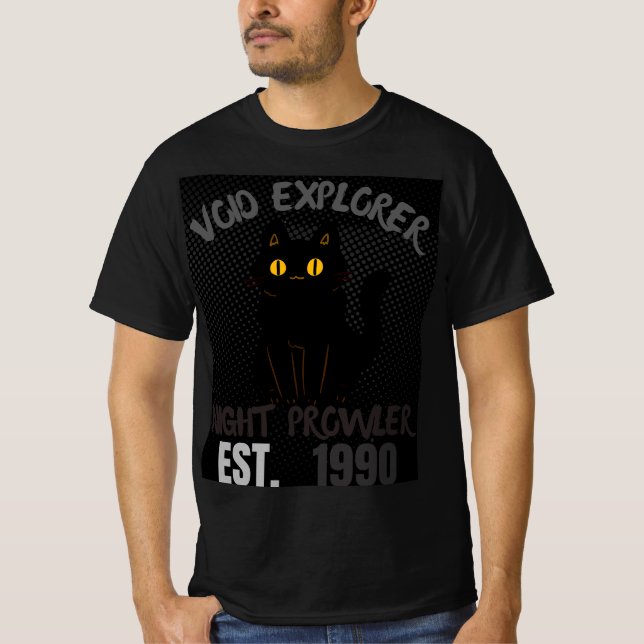 Void Explorer Night Prowler Black Cat Graphic T-Shirt (Front)