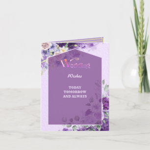 Voilet floral wedding wish and greeting thank you card