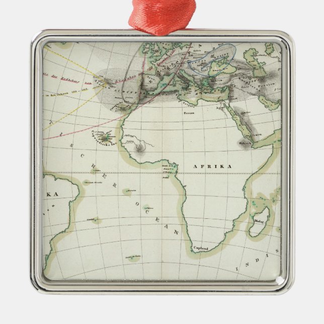 Volcanic Activity Map Metal Tree Decoration (Front)