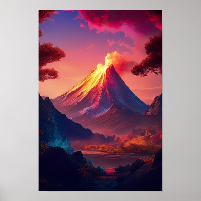 Volcanic Blaze, A Crimson Sunset  Poster (Front)