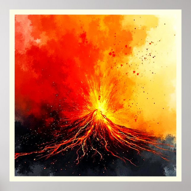 Volcanic Eruption Abstract Art Poster (Front)