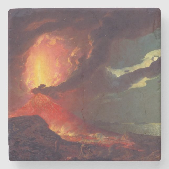 Volcanic Eruption of Mount Vesuvius (Live Volcano) Stone Coaster (Front)