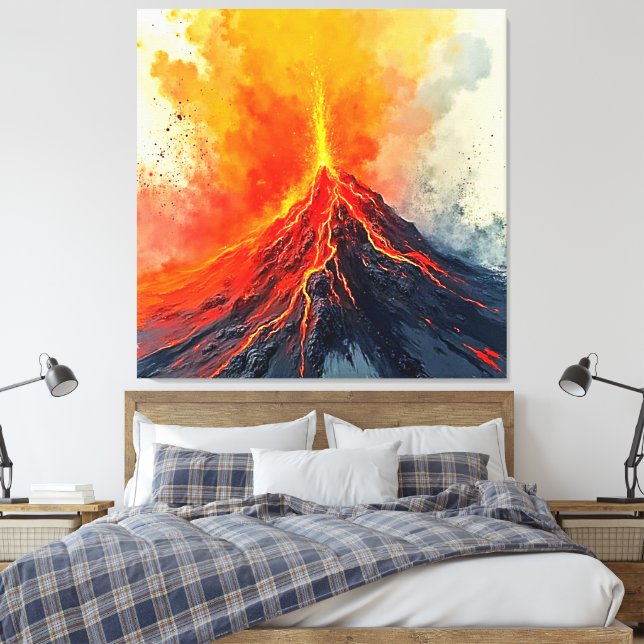 Volcanic Eruption: Raw Power Canvas Print (Insitu(Bedroom))