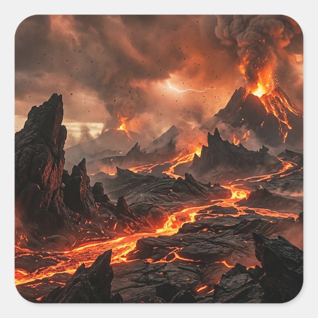 Volcanic Lava Square Sticker (Front)