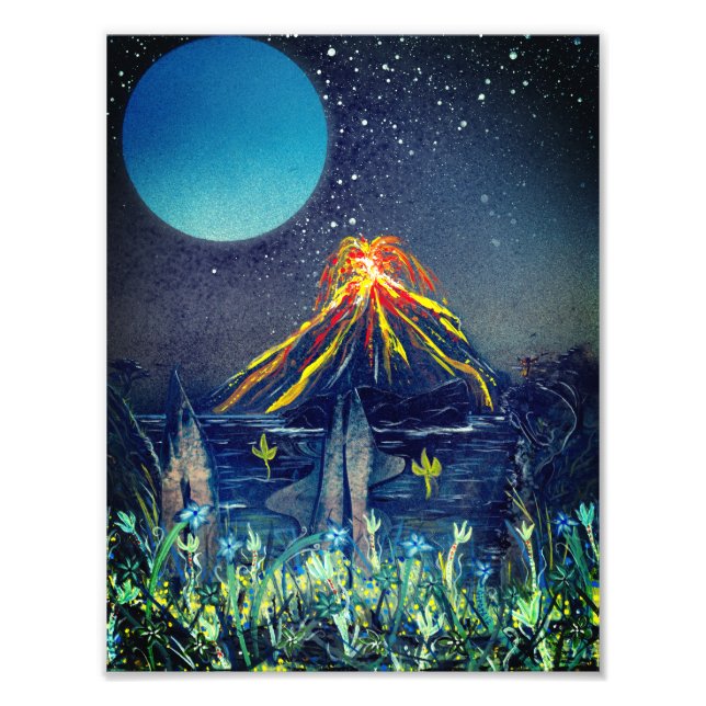 Volcanic Mountain Eruption Photo Print (Front)
