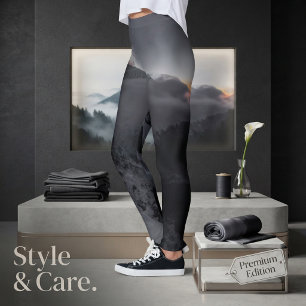 Volcanic Sunset Over Majestic Mountain Peaks Leggings