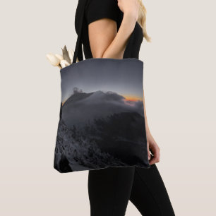 Volcanic Sunset Over Majestic Mountain Peaks Tote Bag