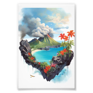 Volcanic waves: smoke-like, vibrant, floral canvas photo print