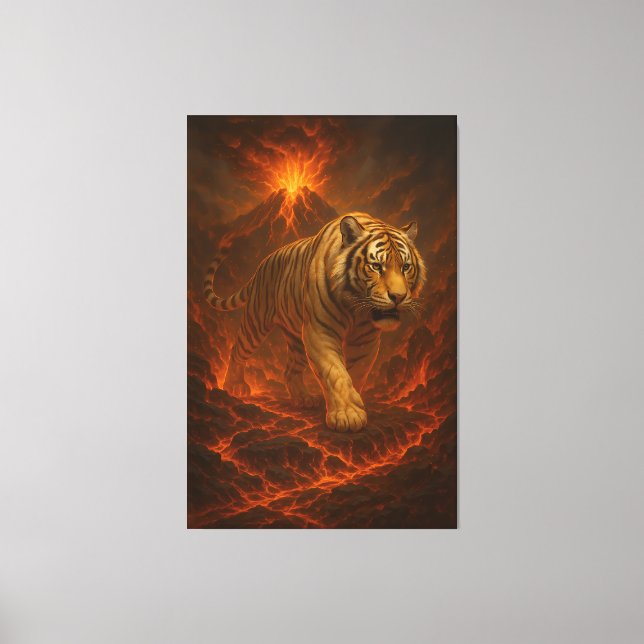  Volcanic White Tiger | Inferno King of the Fire R Canvas Print (Front)
