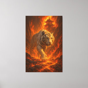 Volcanic White Tiger Inferno King of the Fire R Canvas Print