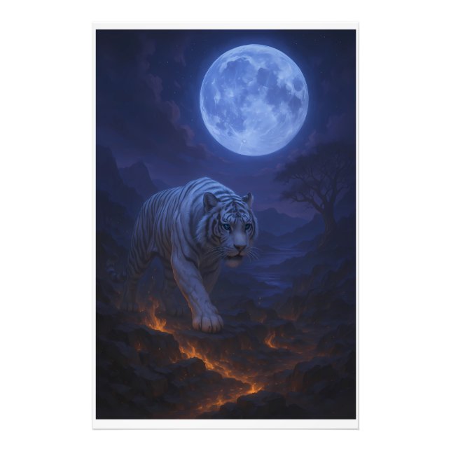 Volcanic White Tiger Premium Wall Art – Fine Art (Front)