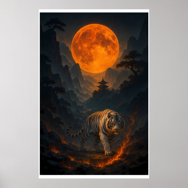 Volcanic White Tiger Premium Wall Art – Fine Art C (Front)