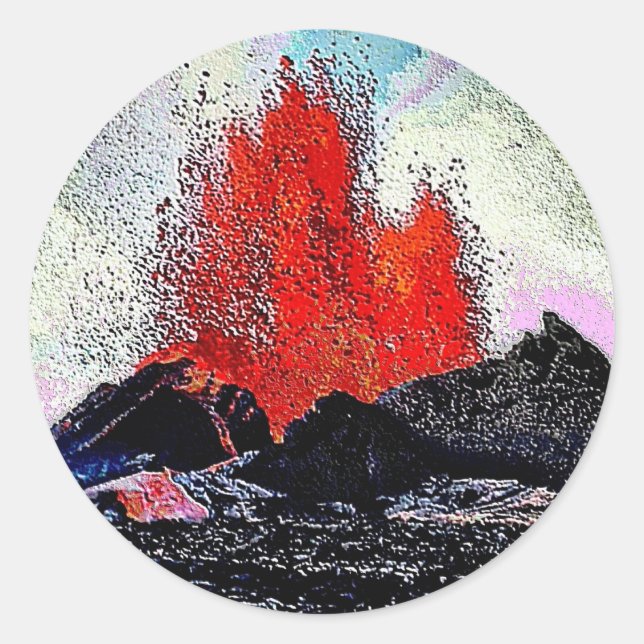 Volcano 7 enamel classic round sticker (Front)