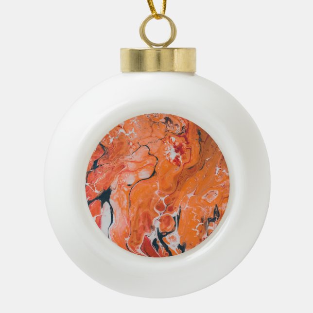 Volcano Ceramic Ball Christmas Ornament (Front)