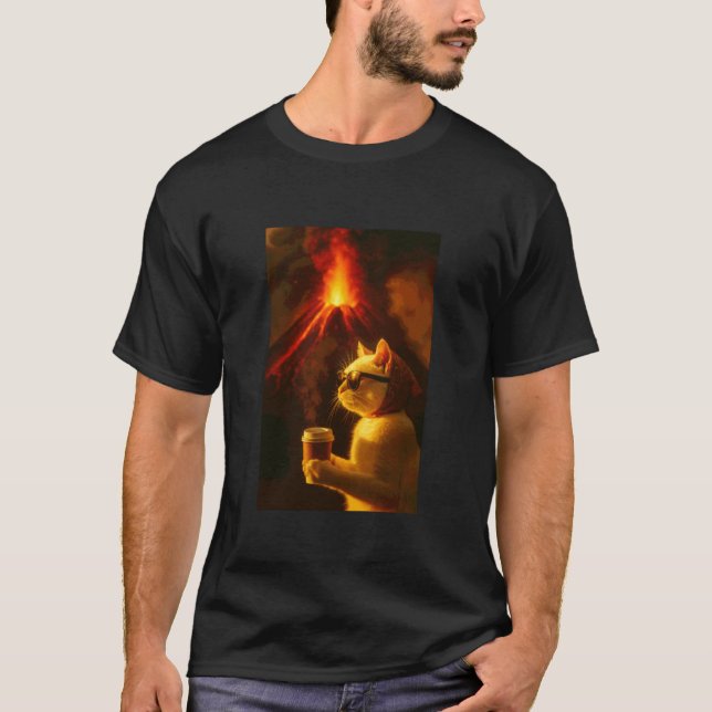 Volcano Coffee Cat T-Shirt (Front)