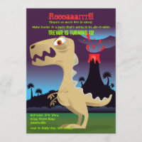 Volcano Eruption Dinosaur Birthday Party Invites