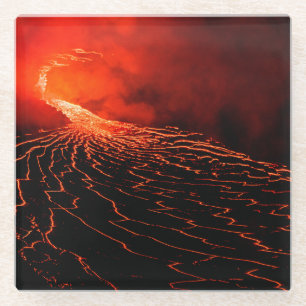 volcano eruption glass coaster