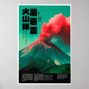 Volcano Eruption Poster – Japanese Educational