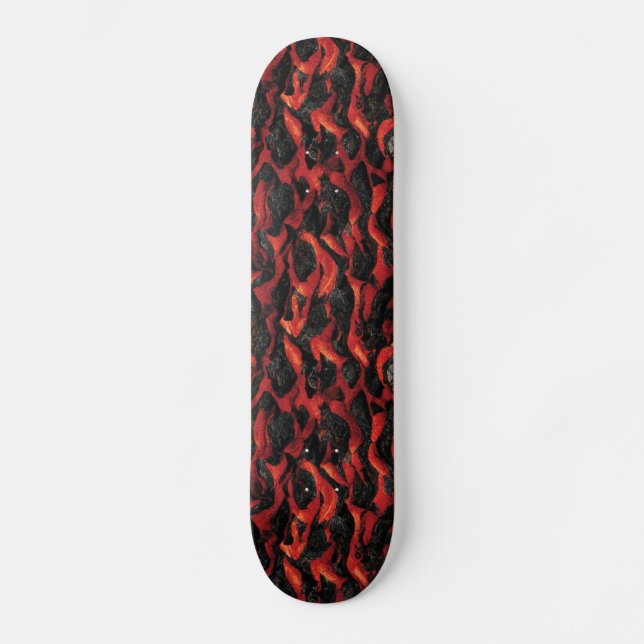 Volcano Eruption | Rock and Lava Repeating Pattern Skateboard (Front)