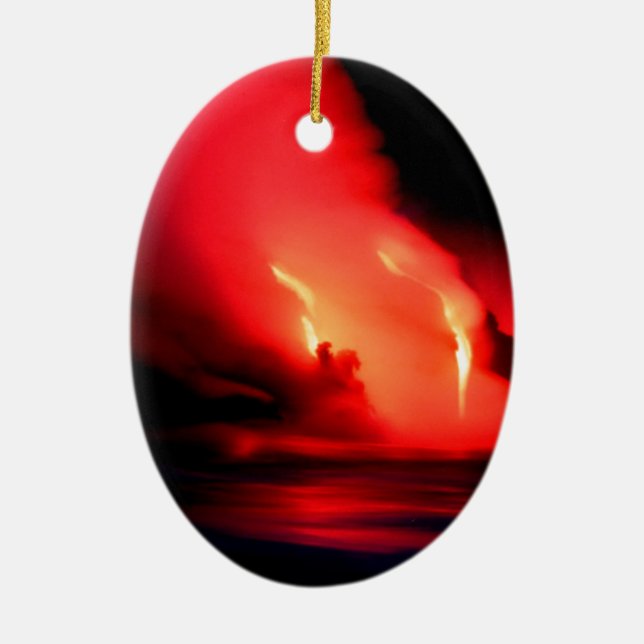 Volcano Fire And Ice Kona Hawaii Ceramic Tree Decoration (Front)