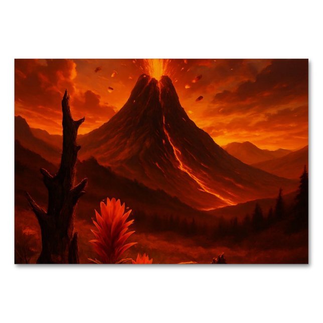 Volcano Fury – Bold Nature Art Table Number (Front)