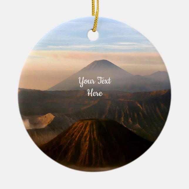 Volcano Mountain Photography Ceramic Tree Decoration (Front)