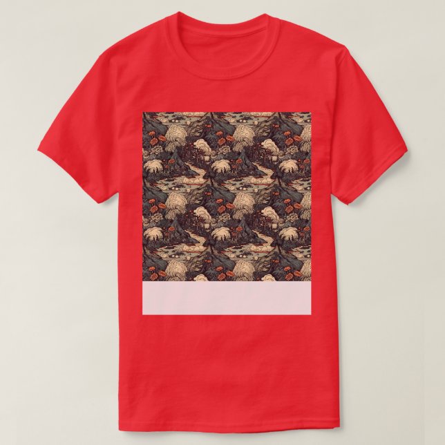 Volcano Seamless Pattern Mountain Fire Lava Magma  T-Shirt (Design Front)