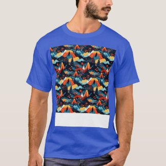 Volcano Seamless Pattern Mountain Fire Lava Magma T-Shirt