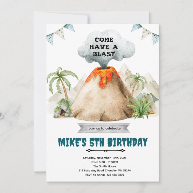 Volcano theme party Invitation (Front)
