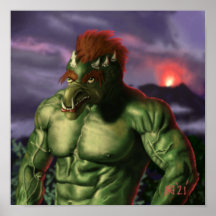 Volcano Troll Vacation Fantasy Wall Art Print