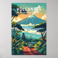 Volcanoes National Park Rwanda Travel Art Vintage