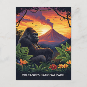 Volcanoes national park sunset postcard