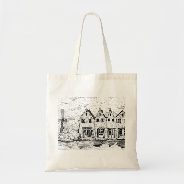 Volendam Netherlands - Dutch Windmill Dutch Houses Tote Bag (Front)