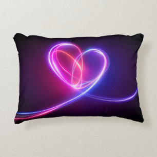 Volet pink neon light drawing. Abstract heart dood Decorative Cushion