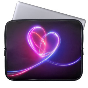 Volet pink neon light drawing. Abstract heart dood Laptop Sleeve
