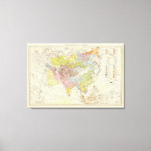 Volkerkarte von Asien - Map of Asia Canvas Print